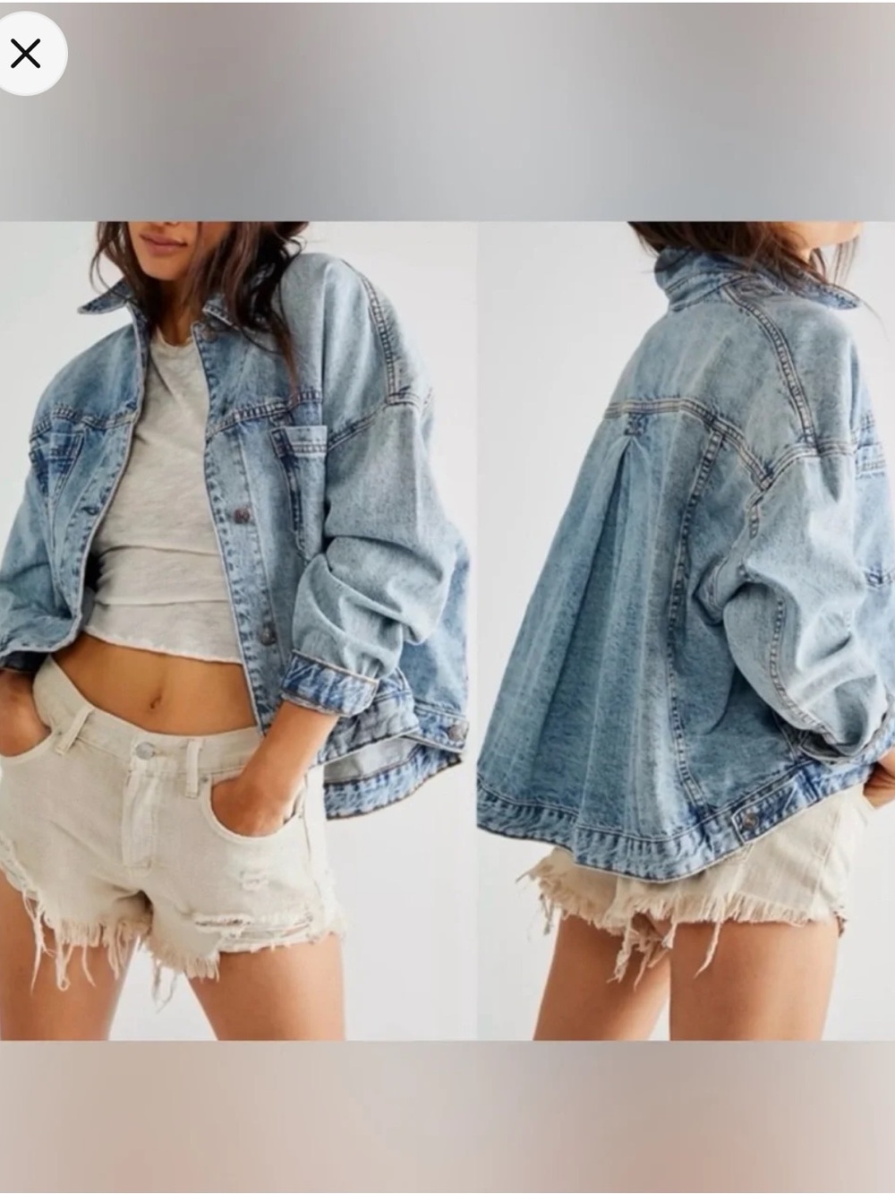 We The Free Light Blue Acid Wash Denim Swing Jacket - Picture 5 of 5